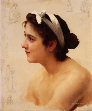  Adolphe Decoraci%c3%b3n Paredes - Etude dune femme pour Offrande a lAmour Realismo William Adolphe Bouguereau